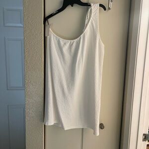 Green Envelope ribbed white mini dress